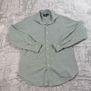 Polo Ralph Lauren Dress Shirt Mens 16 Green Striped Regent Classic Fit Button-Up